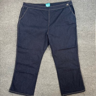Hell Bunny Women's Charlie Denim Capris Dark Wash Rockabilly Stretch Jeans 6XL