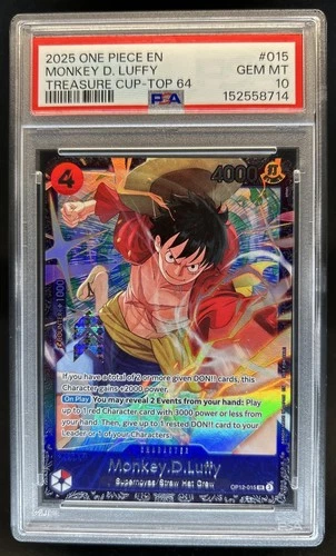 2025 One Piece Treasure Cup Top 64 Monkey D Luffy #OP12-015 PSA 10 GEM MINT