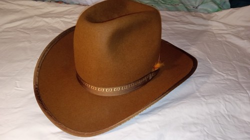 1975 Calgary Stampede 7x Full Fur Mens Felt Cowboy Hat Size 7 Brown Vintage