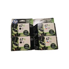 HP 67XL Black Ink Cartridge, 3YM57AN,  67 XL Tricolor 2 Packs, 4 Total Exp 2022