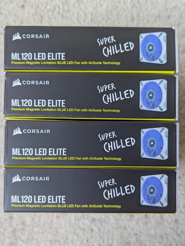 4no x 120mm Corsair ML120 LED ELITE, Magnetic Levitation Blue LED, 4 fans