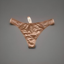 Vintage Victorias Secret Silky Satin Rare Thong Panties  Gold  Size S NWT
