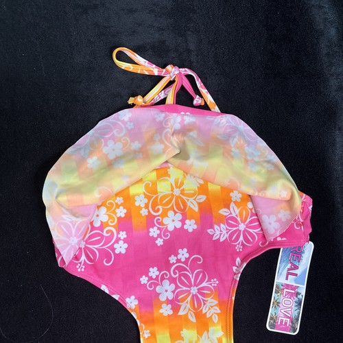 NEW True Love One Piece Girls Swimsuit Multicolor Floral Design Size 10/12 - Picture 4 of 15
