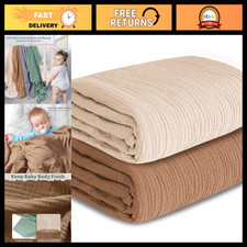Large Muslin Swaddle Blankets 2 Pack - Soft, Breathable Receiving Wraps for Newb