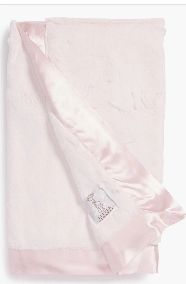 NUEVO CON ETIQUETAS $99 Pequeña Jirafa Lujo Bebé Manta Piel Sintética Rosa Foto 2 de 4