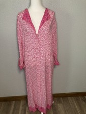 Oscar de la Renta Robe Kaftan MuMu Button Front Women's L/XL Luxury Glam Flowy