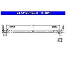 2x Bremsschlauch hinten für Fiat 500L 351 Grande 199 Punto 188 EVO | 24070581