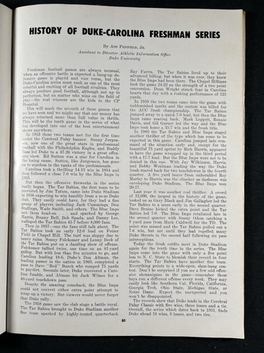 1962 Duke Blue Devils UNC Tar Heels Freshmen CP Football Classic Program Thnksgv - Picture 4 of 20