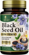 Black Seed Oil Softgel Capsules 1000mg - Premium Nigella Sativa Blackseed, Pure