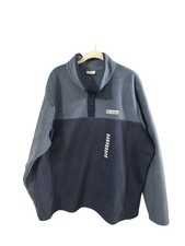 Columbia Men's Fleece Pullover Sweater Blue XL High Neck Logo Button