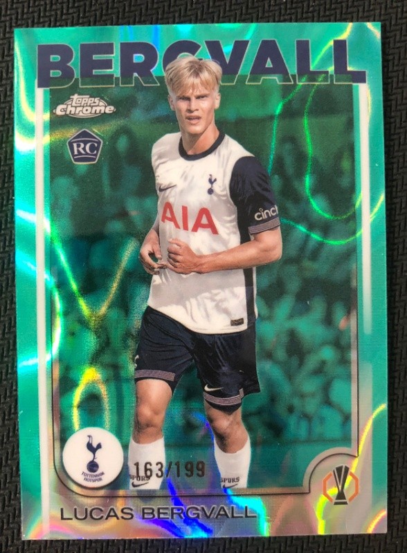 Lucas Bergvall 2024-25 Topps Chrome UCC Aqua Lava Refractor 163/199 RC #112