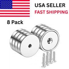 8 Pack 100LBS Neodymium Cup Magnets - Heavy Duty with Countersunk Hole Screws.
