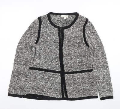 Monsoon Damen Strickjacke Grau Small Langarm Baumwollmischung