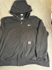 Carhartt JAcket Mens 3XL Black Full Zip Hooded Loose Fit Rain Defender Sweater