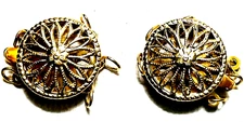 2 Pc. Gold Filled Triple Strand Hollow Flower Round Box Jewelry Clasp