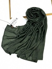 21 Army Green Soft Solid Hijab Shawl Breathable Elegant Headwrap Daily Wear