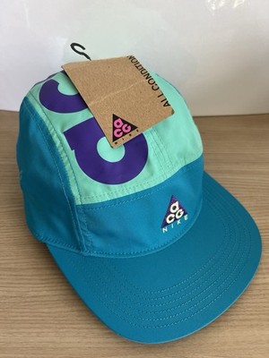 Nike ACG AW84 Dry 5 Panel Hat Cap Teal Purple Adjustable Outdoor AO2104 430 NWT