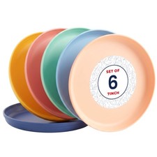 Kids Plates Set 6-Pcs Plastic Plates Reusable BPA-Free Food-Grade Plastic...