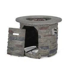 Compact Outdoor 32" Propane Fire Pit Table, Powerful Heat Output & Stylish Grey