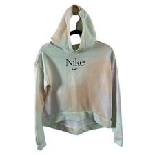 Nike Logo Cropped Hoodie Pastel Tie Dye Sz XL Green Orange
