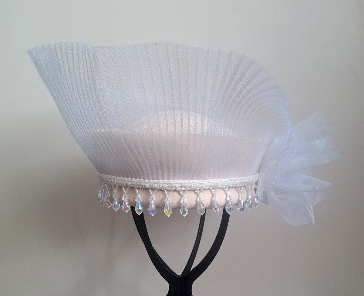 Vintage 1950s Modern Miss White Veiled Raffia Cocktail Hat Fascinator Just couldn main image 4