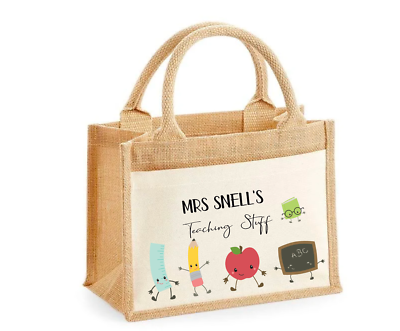 Personalised XL Jute Teachers stuff cute Bag Shopping Nursery teacher  Teacher