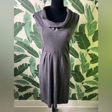 Ann Taylor charcoal gray cowl neck shift wool blend dress 8 Workwear Business