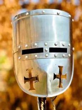 Templar Helmet Medieval Crusader Knight Armor Halloween Costume Prop LARP SCA.