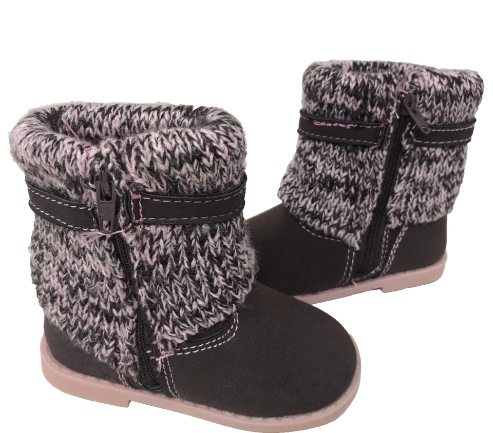 Rugged Bear Toddler's Girl's Comfort Warm Zip Up Boots Brown/Pink Size:4 127X - Image 2 of 4