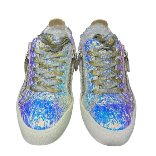Giuseppe Zanotti Holographic Effect Platform Sneakers Perla White Size 38 US 7.5 - Picture 4 of 14
