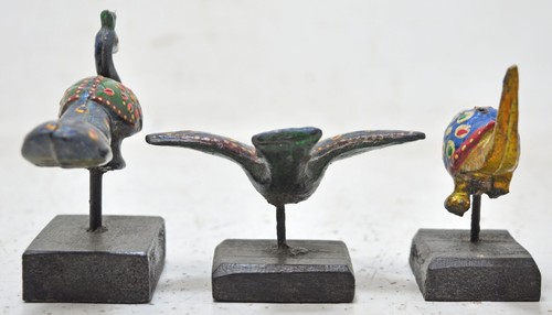 Lot of 3 Vintage Wooden Bird Figurines Original Old Hand Carved Painted - Picture 5 of 8