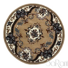 Modern Floral Short Hair Round Beige Blue Pink Living Room Carpet