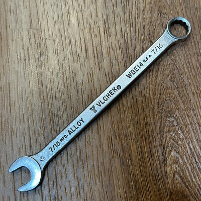 Vintage VLCHEK WBE14 Combination Wrench 7/16in. 12 Pt Used USA 7/16''