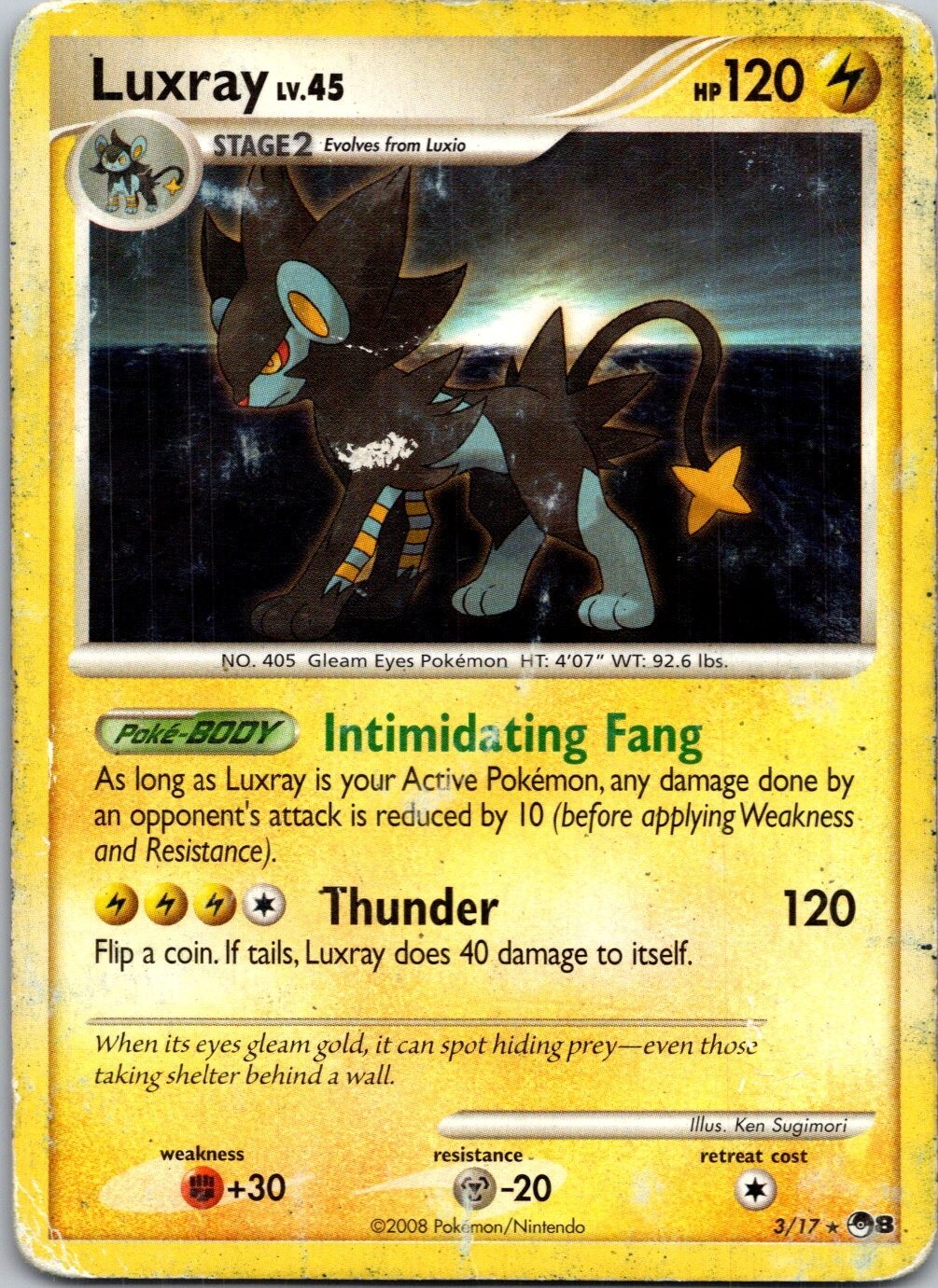 Luxray  Rare 3/17 POP Series 8 Promo LP Pokémon Card