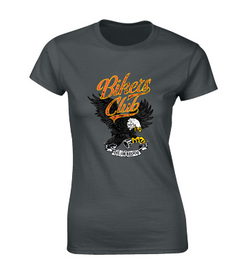 BIKERS CLUB DAMEN T-SHIRT COOL MOTORRAD BIKER ADLER USA MOTORRAD DESIGN TOP