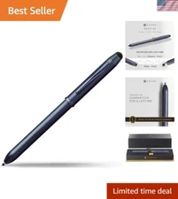 Tech3+ Multifunctional Refillable Pen with Stylus - Luxury Gift in Dark Blue