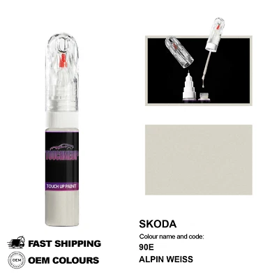 POUR SKODA ALPIN WEISS 90E Kit de fixation pinceau stylo peinture retouche Sc... - Photo 1/4