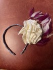 Fascinator Headband Cream Rose, Magenta Feathers — photo 2