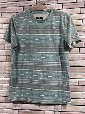 Rock & Roll cowboy mens S tee shirt aqua aztec pullover top short sleeve blue