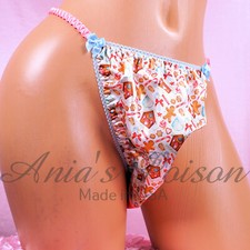 Sissy Satin Panties for MEN Christmas Gingerbread Pink Blue shiny String Bikini