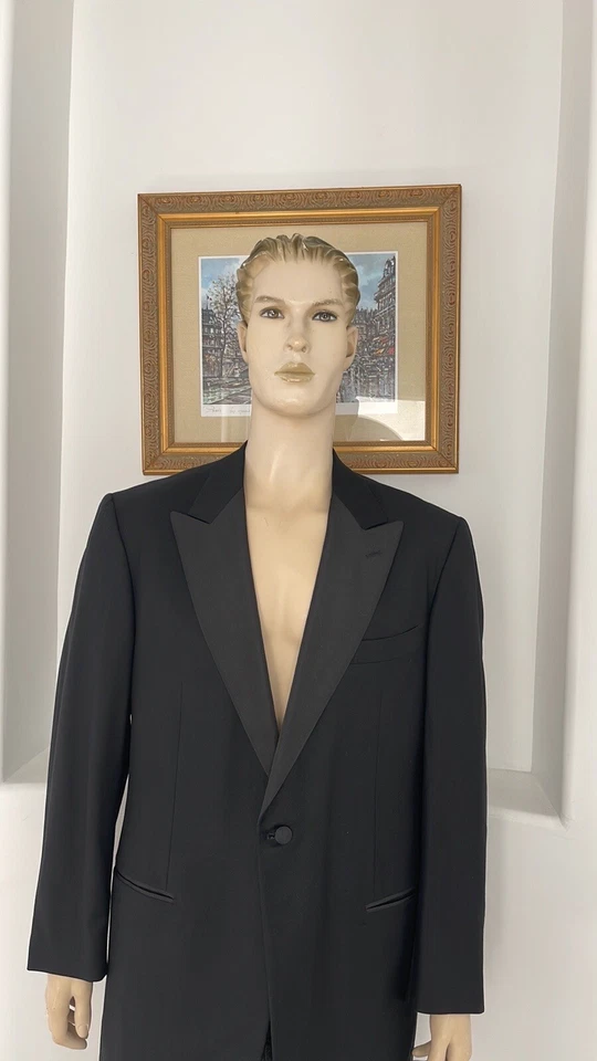 GIANLUCA ISAIA NAPOLI WOOL SUPER 150'S BLACK TUXEDO BLAZER JACKET 1 BUTTON 58 - Image 3 of 4