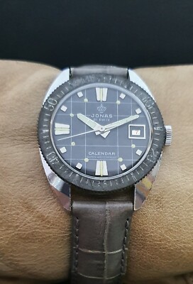 JONAS CALENDAR DIVER 6 ATM 21 PRIX cal.120 VINTAGE 60's RARE SWISS