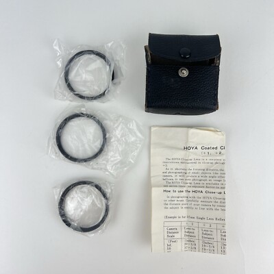 Vintage Hoya Coated Close-Up 46mm Lens Set (+1, +2, +3) Filters w/ Case - NICE!