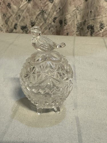 Hofbauer Vintage Crystal Trinket Box with Bird West Germany *No Box - 第 1/8 張圖片