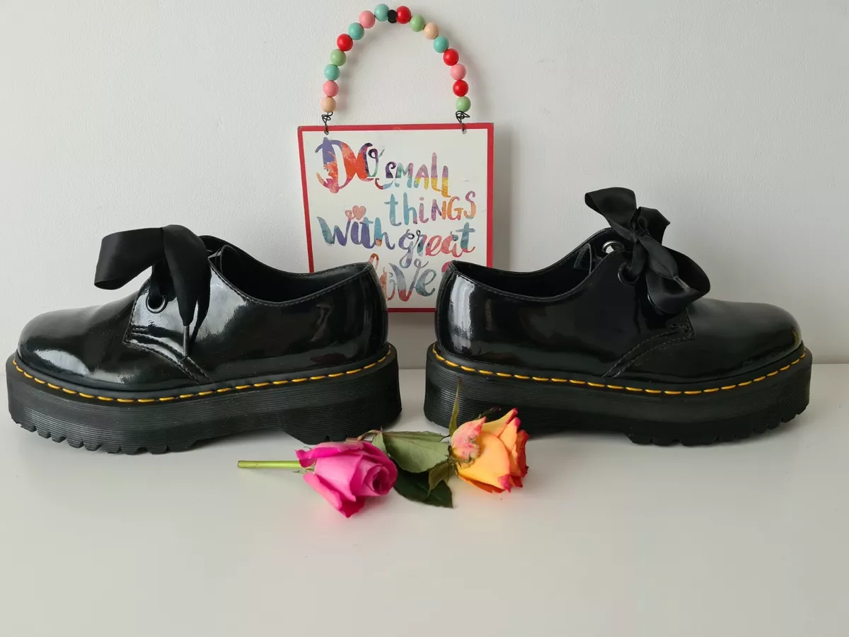 Dr Martens 1461 Holly patent platform chunky quad sole shoes UK
