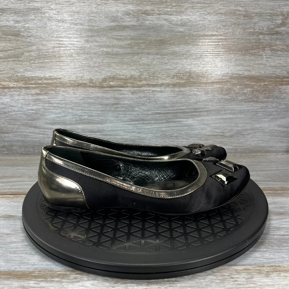 Burberry Women's Silver Black Slip On Embellished Ballet Flats Size EU 36 US 5 - Image 3 of 4