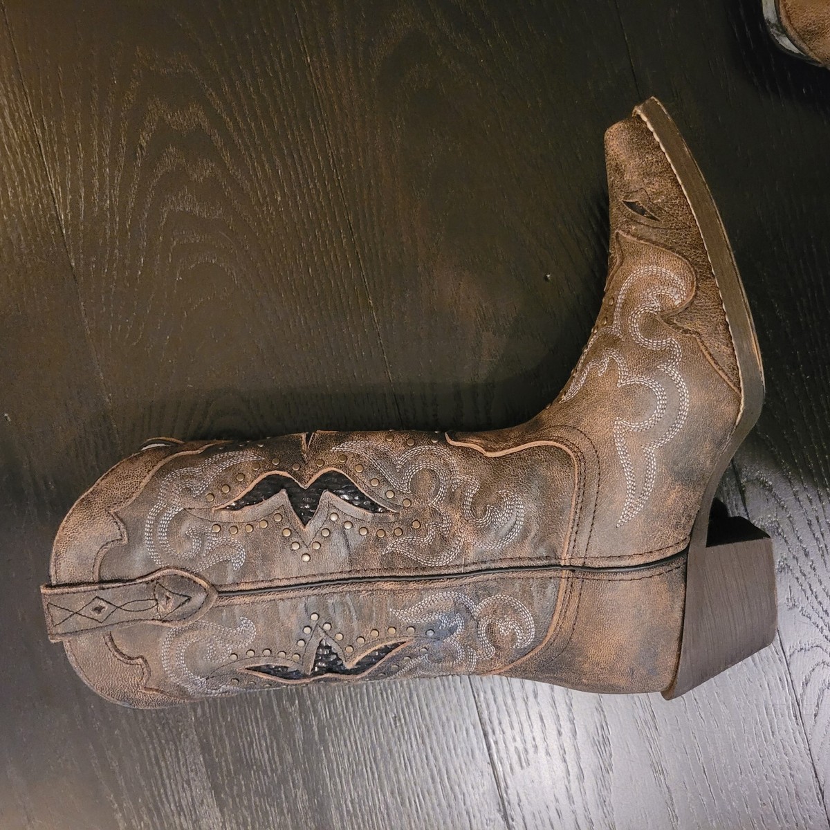 Laredo Lucretia 52133 Brown Cowboy Boots Women's Size 7 Leather Studded Western View 5
