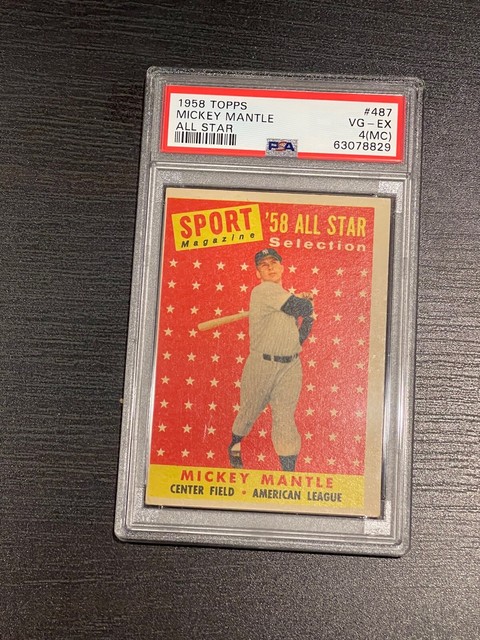1958 Topps Mickey Mantle All Star #487 PSA VG-EX 4
