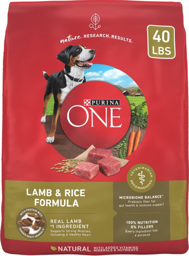 Purina ONE Natural SmartBlend Lamb & Rice Formula Dry Dog Food, 40 lb