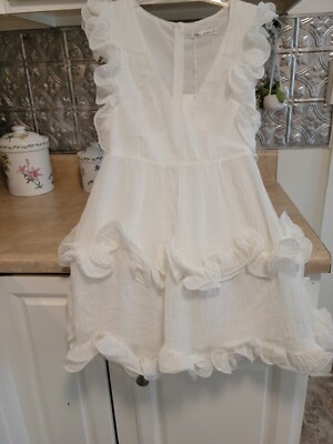 NWT Saints Secrets White Ruffle Mini Dress S